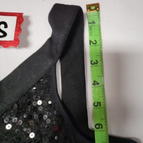 BLACK flowing asymmetrical tunic sequin dress - size S size M - Picture 12 of 16